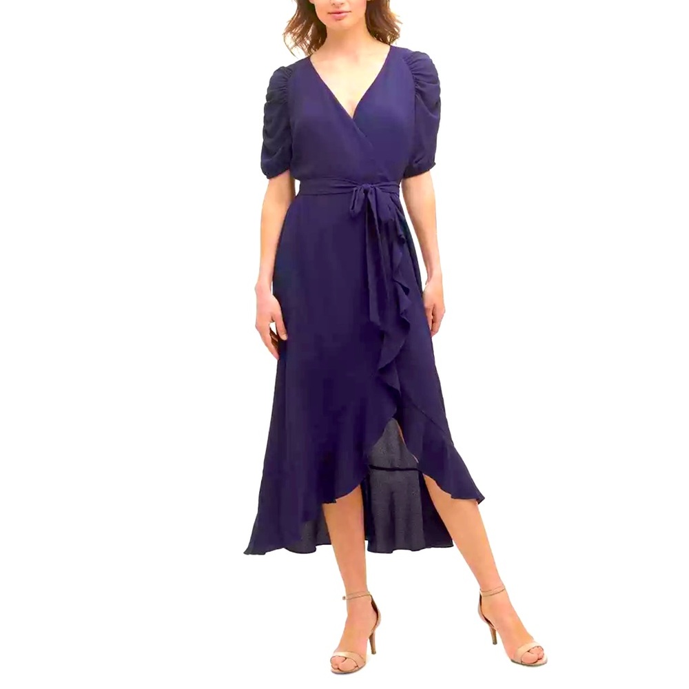 Kensie Women's Blue Ruffled Midi Dress - Size 2 NWT  missing tie belt